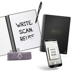 Rocketbook Reusable Digital Notebook - Smart Notepad A5 Black, Wirebound Note Book To Do List Pad, Dotted Paper with Frixion Erasable Pen and Wipe, Office Gadget with Rocketbook App Reduce Paper Waste