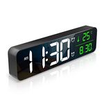 ORIA Digital Alarm Clock, LED Bedside Clock with 10 Inches Large Display, Mirror Electric Desk Clocks with Date, Time, Temp Display, 40 Music, 5 Brightness, 2 Alarms (Mains Powered Only, Black)