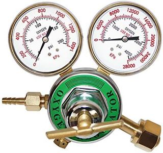 KLLsmDesign Heavy Duty Oxygen Regulator，Full Brass Torch Kit Oxygen Tank Regulator ，Large Tank Gauge Cutting Torch Regulator，Outlet 0-200 psi，Inlet 0-4000 psi ，CGA 540