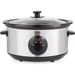 Swan SF17020N 3.5 Litre Oval Stainless Steel Slow Cooker with 3 Cooking Settings, 200W, Silver