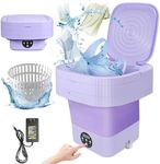 FTJKGH Mini Washing Machine Foldable, 10 Litre Camping Mobile Washing Machine, Portable Foldable Travel Washing Machine, Portable Bucket Washing Machine for Household with Spin Dryer for Underwear