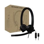 Logitech H570e USB Headset with Microphone for PC and Mac, USB-A Wired Headset with Stereo Sound, Noise-Canceling Mics and Inline Controls, Certified for Microsoft Teams, Black