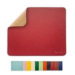 Fosmihao Leather Mouse Pad - Wood Mouse Pad, Double Side Mouse Pad with Stitched Edge, Waterproof Ultra Thin Mouse Pad for Computers, Laptop, Office & Home, 10.2 x 8.3 Inch, 1 Pack (Burgundy)