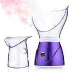 Facial Steamer, GreenLife® Silicone Facial Steamer, Warm Mist Moisturizing Sinuses Face Steam Cleaning Pores Blackheads Home Sauna SPA Face Humidifier Sprayer BPA Free Steaming Skincare Deep Cleanse (Red) (Purple)