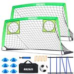 Hazacl Kids Soccer Goal for Backyard, 6x4 9x5 FT Portable Soccer Nets Pop Up with Ball, Agility Ladder, Cones, Target & Carry Bag for Toddler Youth Outdoor Indoor Training Practice Sports Games Play
