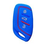 Happyit Honeycomb Pattern Silicon Car Key Cover Cases for Roewe RX3 RX8 ERX5 RX5 I6 I5 MG4 MG5 MG6 MG ZS EV HS EHS ZX GT 3 Buttons (Blue)