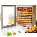 Kwasyo Food Dehydrator Dryer, 10 Trays Dehydrator ALL Stainless Steel with Drip Tray, Touch Panel, 24H Adjustable Timer, 20℃-90℃ Temperature Control, Dehydrator for Beef jerky fruit Dog Treats, 800W