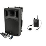 QTX | QX12PA Complete Portable PA System | 2 x Wireless Microphones & Media player with USB/SD/FM & Headset Microphone for And Adastra Portable PA Units | Select Correct Frequency VHF 175.0MHz