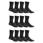 Fruit of the Loom Men's Dual Defense Crew Socks 12 Pair, black/Grey, Shoe Size: 6-12