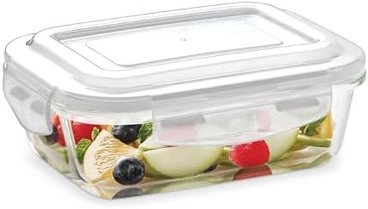 Borosil Klip N Store Glass Storage Container For Kitchen With Air-Tight Lid, Microwave & Oven Safe, Rectangular, 370 ml, Clear