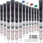 SAPLIZE CL04 Golf Grips(13 Grips + Tapes Bundle), Hybrid Rubber, Golf Club Grips, Mid Size, White