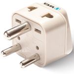 Orei USA to India Converter Plug, World (USA, UK, China) Australia to India Plug Converter - Type D Adapter - 2 in 1 Canada to India Converter Plug - CE - RoHS - Beige - 1 Pack.