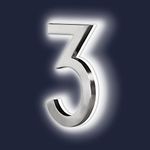 Backlit Illuminated LED House Numbers 5" - Satin Nickel - Address Signs Lighted Plaque - Outdoor/Indoor - Modern - Low-Voltage or 120V - Weatherproof and Corrosion Resistant – Day & Night (#3)