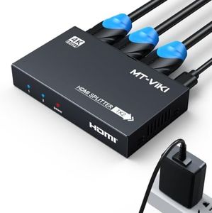 MT-VIKI 1x2 2.0 HDMI Splitter 1 in 2 Out, 4K@60Hz HDMI Duplicator/Distributor HDR Support EDID HDCP 2.2 RGB 4:4:4 18Gbps-Adapter Included (2 Ports)