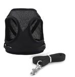 Xigwig Cat Harness with 1.5m Leash, Cat Belt Adjustable Size Breathable Vest Strap with Safety Reflective Strip, Leash with Harness for Small Cat and Dog (Black, Medium)