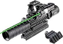 Pinty 5-in-1 3-9x32EG Rifle Scope and and Optics Telescopic Sight Combo, Sniper Rangefinder with Green Laser Sight and Red/Green Dot Laser Sight 4 Reticle Patterns/Riser Mount