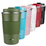 eeQiu Travel Mugs for hot Drinks with Leakproof Lid - 13oz Reusable Coffee Mug Stainless Steel Car Mug for Hot and Cold Coffee Milk and Tea (Green)