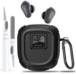 Olytop for New Bose QuietComfort Earbuds II (2022) / Ultra (2023) Case Cover with Lock Clip&Cleaner kit Pen, Rugged Shockproof Protective Hard Skin with Carabiner Men Women for Bose QC 2 - Black