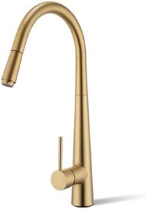 WELS Kitchen Tap Gold Kitchen Mixer Tap Swivel Kitchen Sink Tap Pull Out Spray Kitchen Taps Faucet Laundry Bar Sink Tap Solid Brass Kitchen Tap(Brushed Yellow Gold)