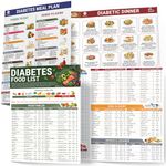 2 Pcs Diabetes Food List, Printable Diabetic Food Chart Brochure, Nutrition Poster, Low Carb Foods List, Vitamin Chart, Meal Planner for Diabetics Type 1 w/Serving Size, Glycemic Index, Calories