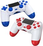 Yinjie PS4 Controller Wireless 2 Pack, Compatible with PlayStation 4, with Dual Vibration, Motion Sensing, Touch Pad, Light Bar, Share, Speaker, 3.5mm Headphone Jack (Blue & Red)