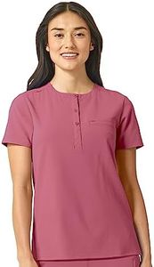 WonderWink Women's Mandarin Collar Tuck-in Top, Rosebud, 2X