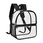 Clear Backpack Transparent Backpack PVC Transparent Daypack See Through Backpack Waterproof Clear School Backpack 30*29*15cm Black Clear Casual Rucksack Handbag Unisex for Work Travel Concert Sports