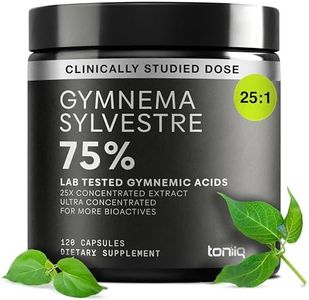 Toniiq Gymnema Sylvestre – Ultra High Potency 25:1 Extract Standardized to 75% Gymnemic Acids – 500mg Clinical Dose – Triple-Tested Purity – 120 Vegan Capsules