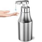 YIKHOM Stainless Steel Automatic Liquid Soap Dispenser, 16.9 oz Touchless Hand Free Soap Dispenser with 3 Adjustable Levels, Motion Sensor and Waterproof Base, Dish Soap Dispenser for Bathroom Kitchen