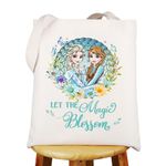 WZMPA Princess Elsa And Anna Tote Bag Elsa And Anna Fans Gift Let The Magic Blossom Elsa Shoulder Bag Frozen Sisters Merch, Blossom Elsa & Anna Tg, Large