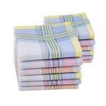 Houlife Women Combed Cotton Striped Checkered Handkerchiefs with Assorted Color Elegant Hankies for Women Female Ladies