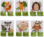 Bada Bing Set of 12 Magic Hand Towels Forest Animals Cotton Wash Cloths Magic Towel for Children Approx. 30 x 30 cm 6-Ply Children's Birthday Party Bags