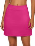 Ekouaer Tennis Skirts for Woman with Shorts High Waisted Athletic Golf Skirts 2024 Summer A line Workout Skirt, Rose Red Medium