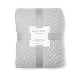 Brentfords Geometric Pinsonic Quilted Bedspread Throw Over Large Sofa Bed Cover Blanket Easy Care, Silver Grey - 200 x 240cm