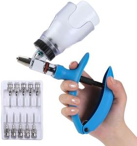 5ML Livestock Syringe Gun, Automatic Self Refill Injection Gun Continuous Adjustable Bottle Attachment Livestock Animal Syringe with 10 Needles, for Chicken, Duck, Pig, Sheep, Cow Poultry