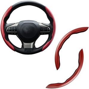 Amiss Car Carbon Fiber Anti-Skid Steering Wheel Cover, Segmented Protector, Butterfly Universal 99% Cover Interior Accessories (Red) CPH/W1