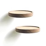 anaan Coracle Floating Shelf wood round Wall Mounted Showcase Wall Shelf Hanging Planter Storage Wooden Shelf for plants photo candle Invisible Wall Decoration Design Set of 2 (Diameter Ø5.9 inch)