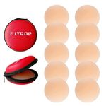 FJYQOP Silicone Nipple Covers - 5 Pairs, Women's Reusable Adhesive Invisible Pasties Nippleless Covers Round