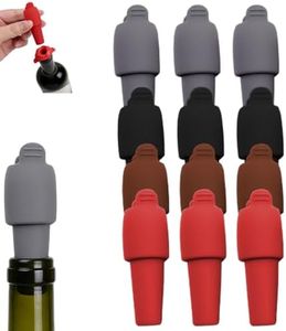 Silicone Wine Stopper for Wine Bottles, 2026 New Wine Stoppers for Wine Bottles with Handle Seal Bottle Cover for Beer Champagne, Glass Bottle Sealer Covers Wines Stoppers for Home Use (12pcs)