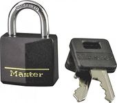 Master Lock 131T Solid Brass Keyed Alike Padlock, Black Cover, 3/16-Inch Shackle, 2-Pack