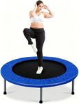 COSTWAY Rebounder Trampoline for Adults, 38" Foldable Mini Trampoline with 32 Heavy Duty Springs, 150kg Capacity Quiet Indoor Exercise Bouncer for Home Workout Fitness (Blue)
