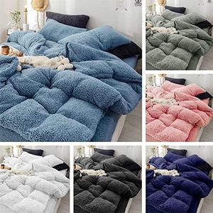 Super Warm Teddy Bear Fleece Quilt Doona Duvet Cover Set All Size Winter Thermal (Black, Queen)