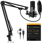 MAONO Podcast Microphone, USB Computer Mic for PC with Software, Boom Arm and Professional Sound Chipset for Singing, Recording, Streaming, Gaming, YouTube, Latest 2023 Edition (AU-A04E) Black