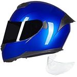 ILM Full Face Motorcycle Helmet for Motocross Street Bike DOT Certified 2 Visors Model-317(Blue, M)