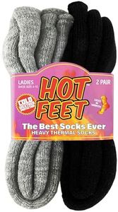 HOT FEET Thermal Socks For Women - Warm & Thick Insulated Crew Socks for Cold Winter Weather, Cute Colorful Womens Warm Socks. Black/Gray Marl