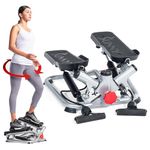 Sunny Health & Fitness Advanced Twist Stepper Machine with Resistance Bands, Portable Mini Stair Stepper Aerobic Indoor Exercise Equipment for Full Body Workout - SF-S0979, Grey