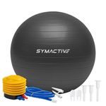 Amazon Brand - Symactive Swiss Ball with Foot Pump | Anti-Burst | for Men & Women | for Workout, Yoga, Pilates, Pregnancy & Balance (Black, 65 cm)