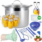 HOMKULA Stainless Steel Canning Pot with Rack and Lid, Large Water Bath Canner, Full Home Canning Supplies Starter Kit, Compatible with Induction and Glass Top Stoves (27.5 Quarts, Blue)
