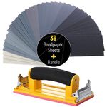 Bates- Sand Paper with Handle, 36 Pack, Sand Paper Set, Sandpaper, Sandpaper Assortment, Sand Paper Variety, Sanding Block, Sandpaper Block, Sandpaper for Wood, Automotive Sandpaper, Sand Block