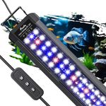 Pawfly Aquarium LED Light with Full Spectrum Brilliant White Blue Red Lights with Daytime & Night Modes and Adjustable Brightness Extendable Aluminum Light for 12 to 18 Inch Fish Tanks